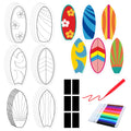 Gemscream 30-Pack Surfboard Magnet Coloring Kit for Kids – DIY Summer Craft with Watercolor Pens