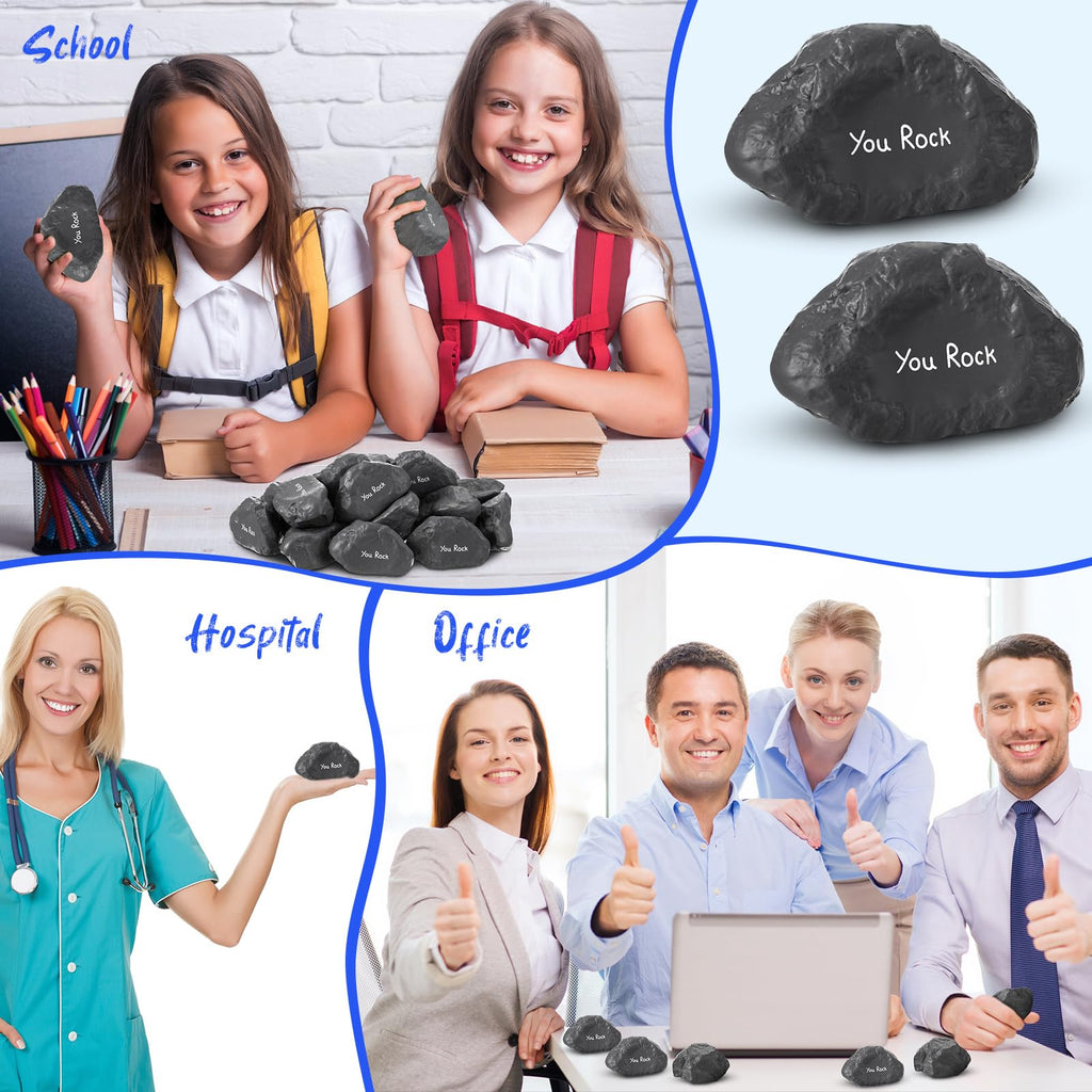 Gemscream 5-Pack 'You Rock' Foam Stress Balls – Funny Motivational Stones for Employee Appreciation Gifts