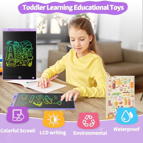 Genialba 12-Inch LCD Writing Tablet 2-Pack (Pink & Purple) – Reusable Doodle Board for Kids Ages 3-8