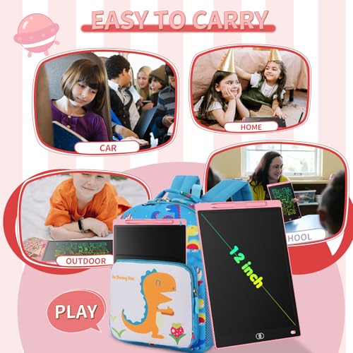 Genialba 12-Inch LCD Writing Tablet 2-Pack (Pink & Purple) – Reusable Doodle Board for Kids Ages 3-8