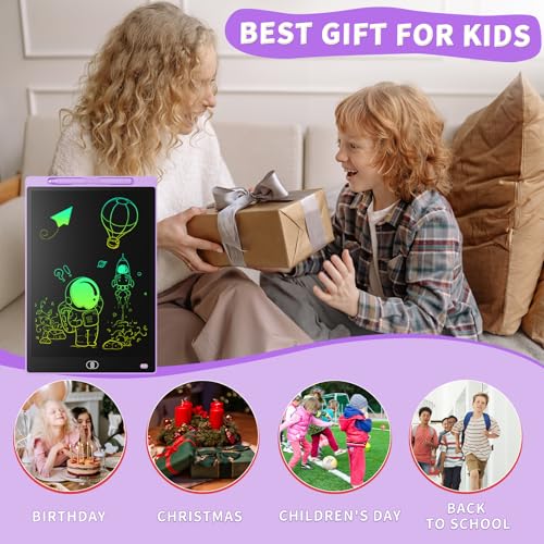 Genialba 12-Inch LCD Writing Tablet 2-Pack (Pink & Purple) – Reusable Doodle Board for Kids Ages 3-8