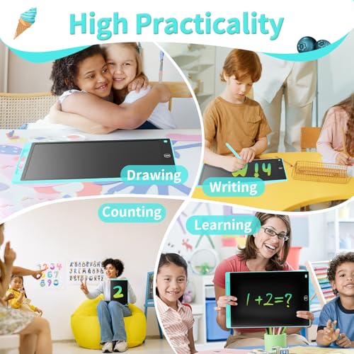 Genialba LCD Writing Tablet 2-Pack: 12-Inch Colorful Doodle Board for Kids Ages 3-8 (Blue & Green)