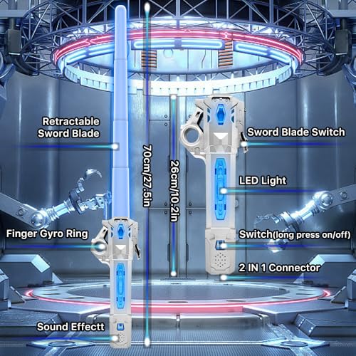 Genqiang Light Up Sword Toy - Retractable Blade, 7 Colors, Sound Effects, USB-C Charging