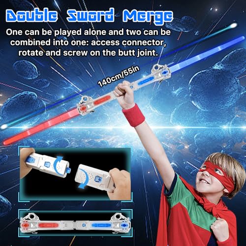 Genqiang Light Up Sword Toy - Retractable Blade, 7 Colors, Sound Effects, USB-C Charging