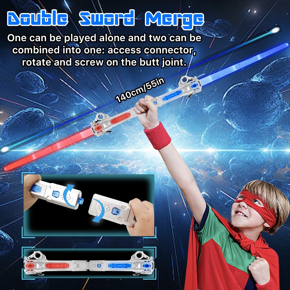 Genqiang Light Up Sword Toy - Retractable Blade, 7 Colors, Sound Effects, USB-C Charging