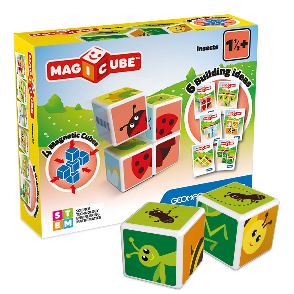 Geomag Magicube Insect 4-Piece Set: Magnetic Building Blocks for Toddlers 1-3