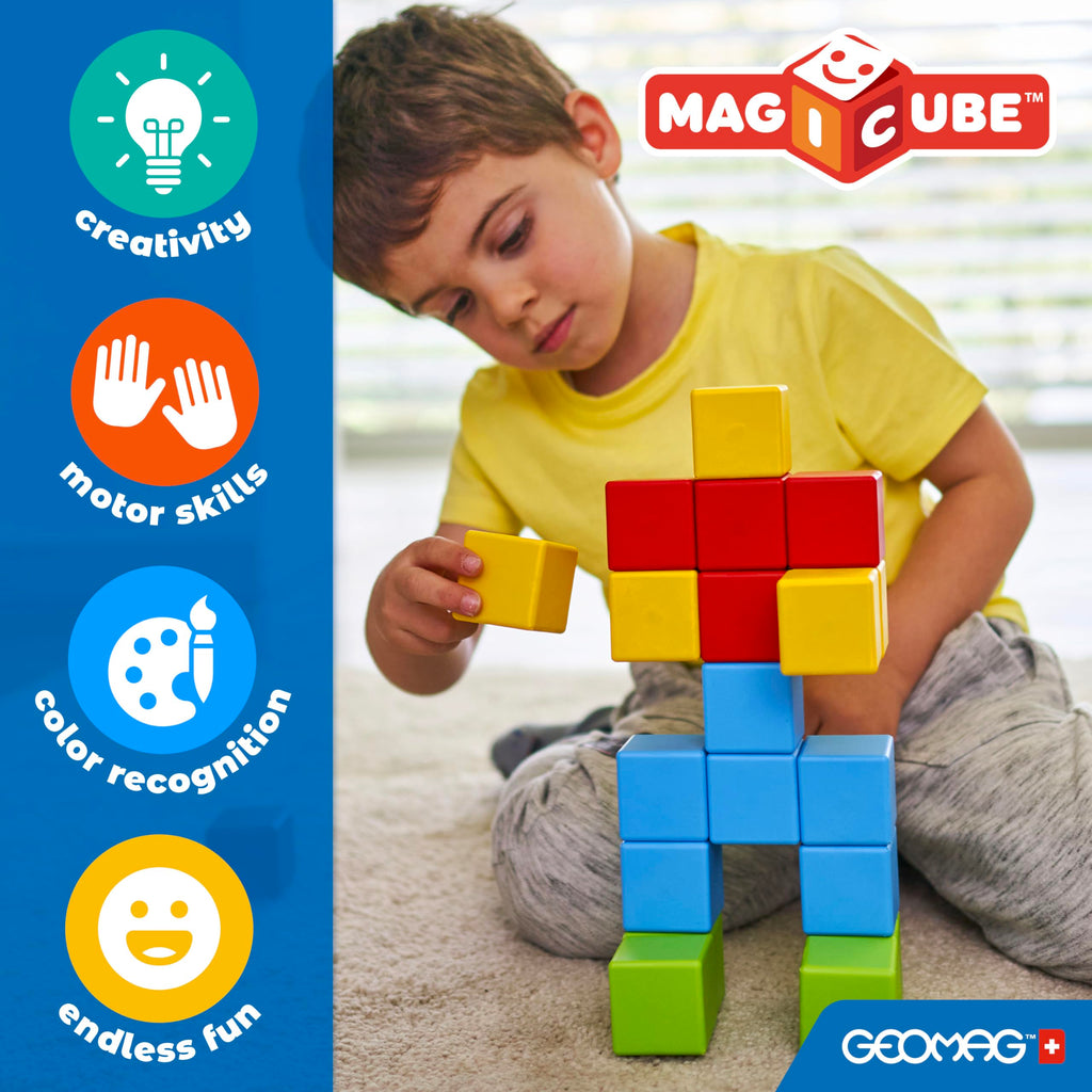 Geomag Magicube Insect 4-Piece Set: Magnetic Building Blocks for Toddlers 1-3