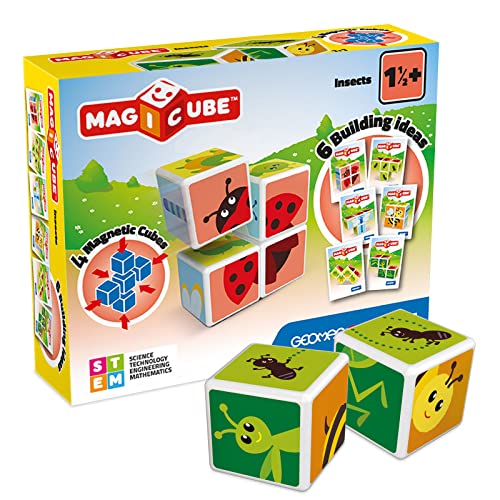 Geomag Magicube Insect 4-Piece Set: Magnetic Building Blocks for Toddlers 1-3