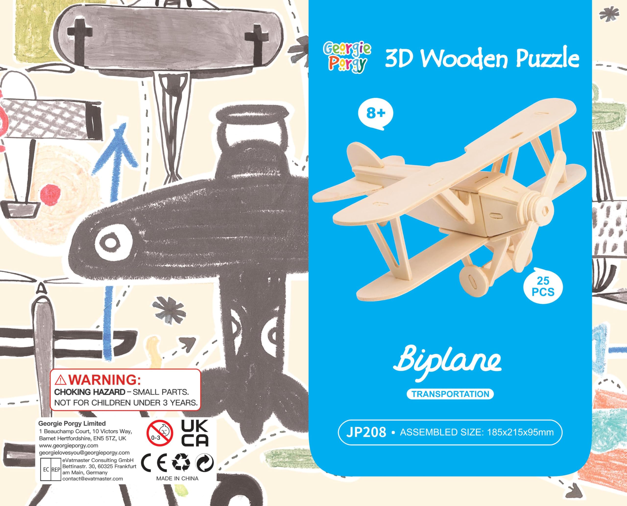 Georgie Porgy 3D Wooden Puzzle Set - 3 Aircraft Models - No Glue or Tools Needed