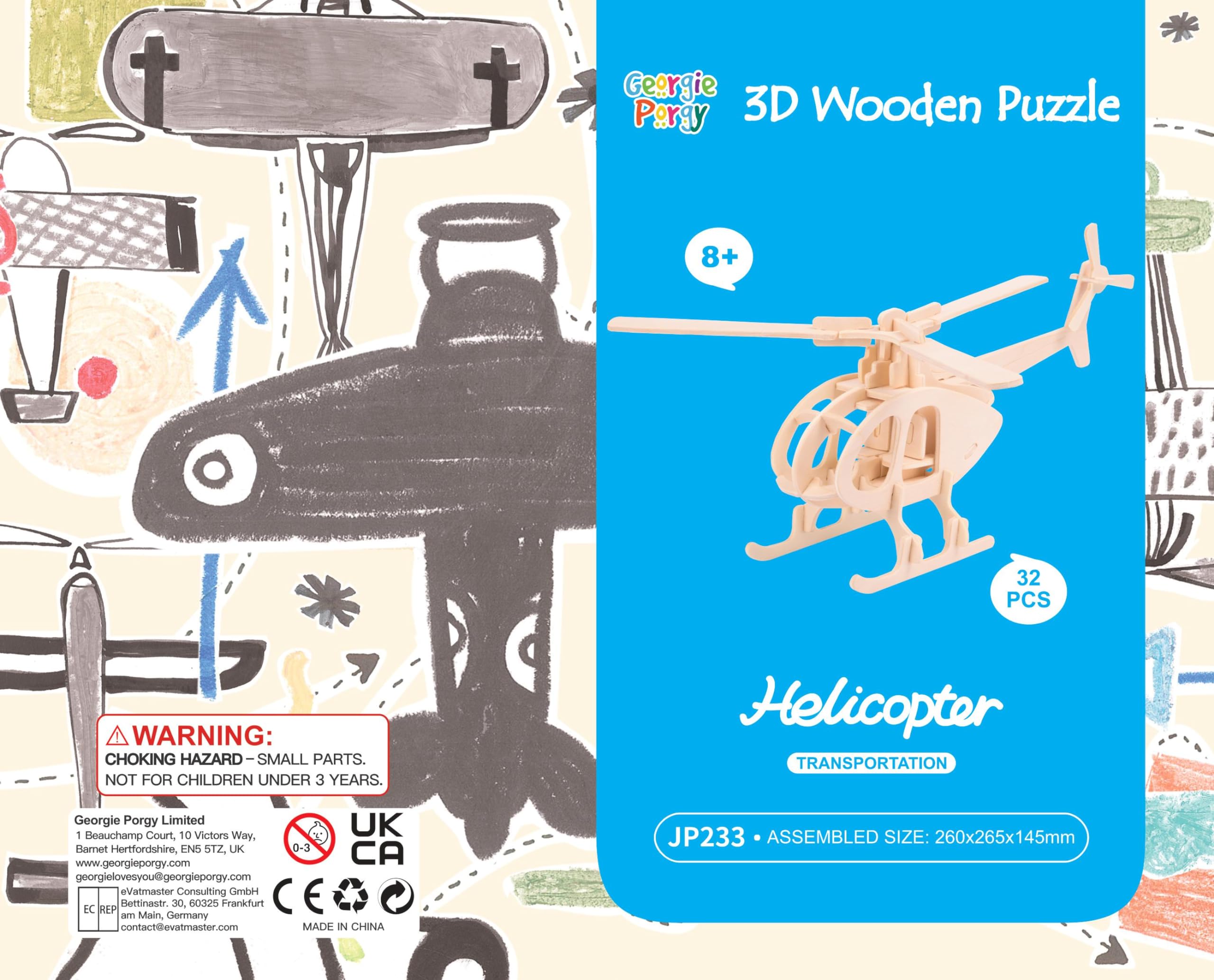 Georgie Porgy 3D Wooden Puzzle Set - 3 Aircraft Models - No Glue or Tools Needed