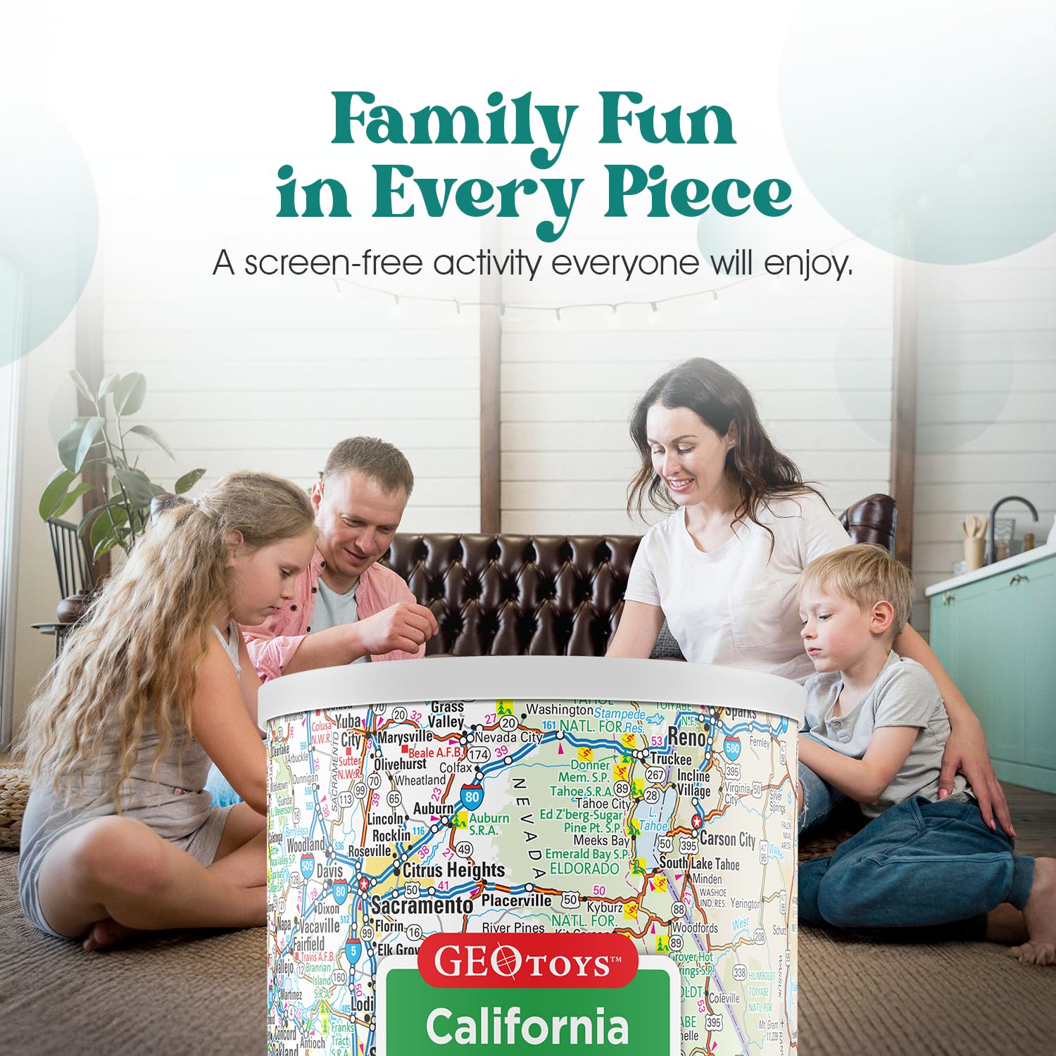 Geotoys California Mini State Puzzle – 100 Piece Travel Jigsaw in Portable Can