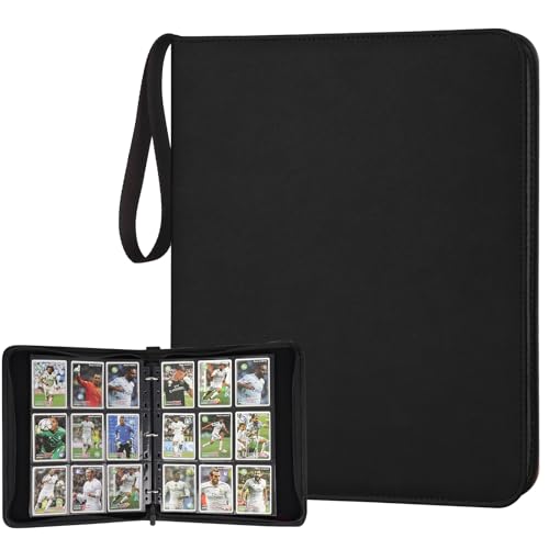 GERMUN 9 Pocket Card Binder - Premium PU Leather Zip Trading Card Album, Holds 720 Cards (Diamond Black)