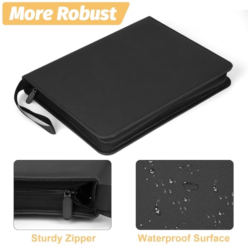 GERMUN 9 Pocket Card Binder - Premium PU Leather Zip Trading Card Album, Holds 720 Cards (Diamond Black)
