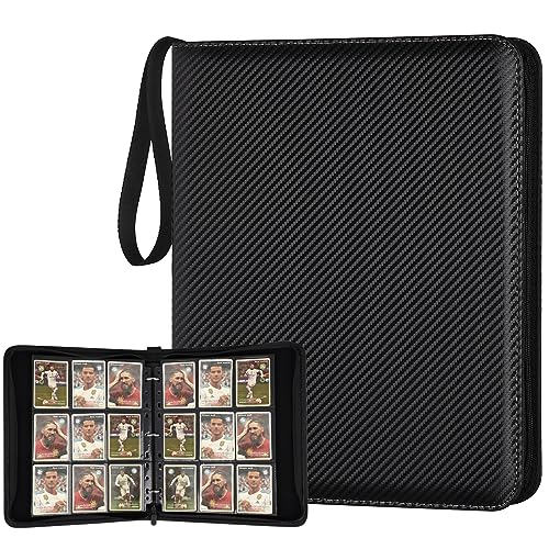 GERMUN 9-Pocket Card Binder – Holds 720 Cards, PU Leather, Zipper Closure, Black