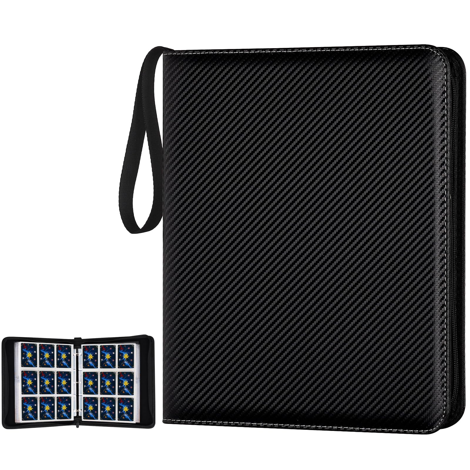 GERMUN 900-Pocket Trading Card Binder - 9-Pocket Carbon Black, for MTG, Baseball Cards, Kids
