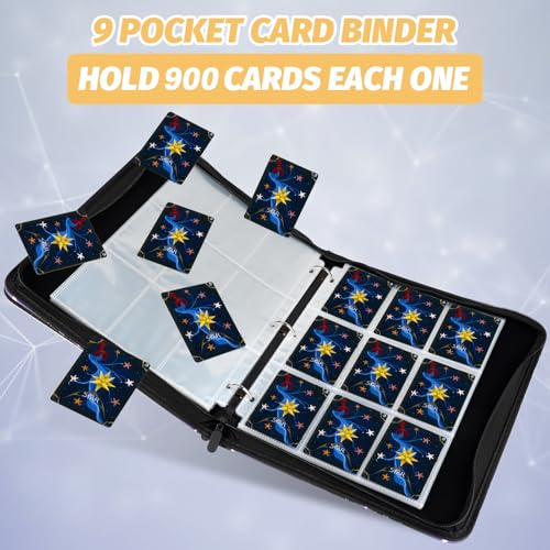 GERMUN 900-Pocket Trading Card Binder - 9-Pocket Carbon Black, for MTG, Baseball Cards, Kids