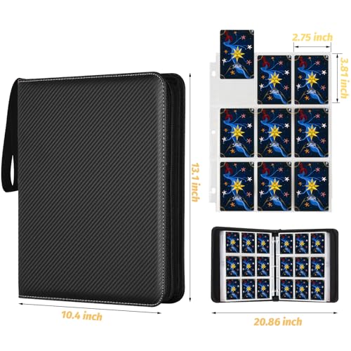 GERMUN 900-Pocket Trading Card Binder - 9-Pocket Carbon Black, for MTG, Baseball Cards, Kids