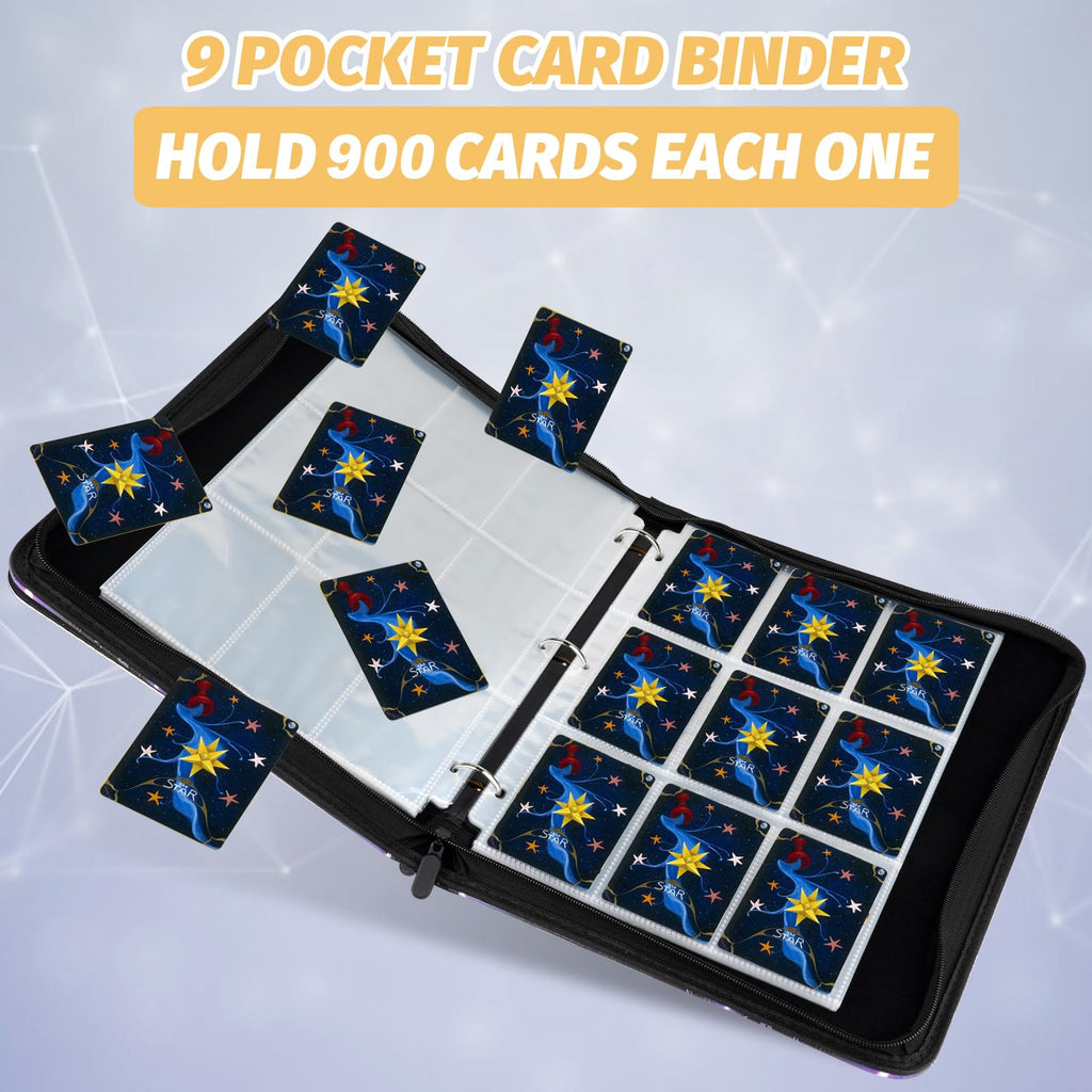 GERMUN 900-Pocket Trading Card Binder - 9-Pocket Carbon Black, for MTG, Baseball Cards, Kids