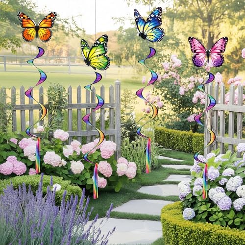 Gerrii 4-Pack Monarch Butterfly Windsocks - 49-Inch Outdoor Wind Spinners for Garden Patio Decor