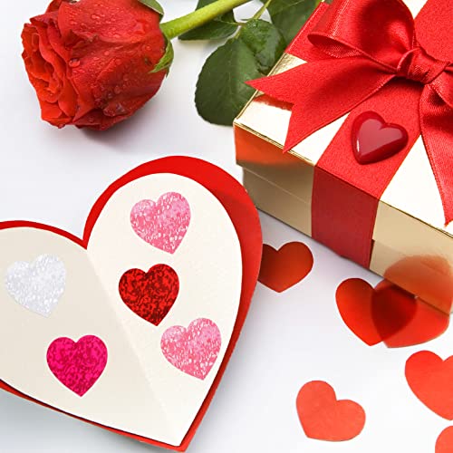 Gersoniel 1000-Pack Bright Color Heart Stickers - Foil Sparkly Decals for Crafts, Gift Wrapping, Valentine's Day