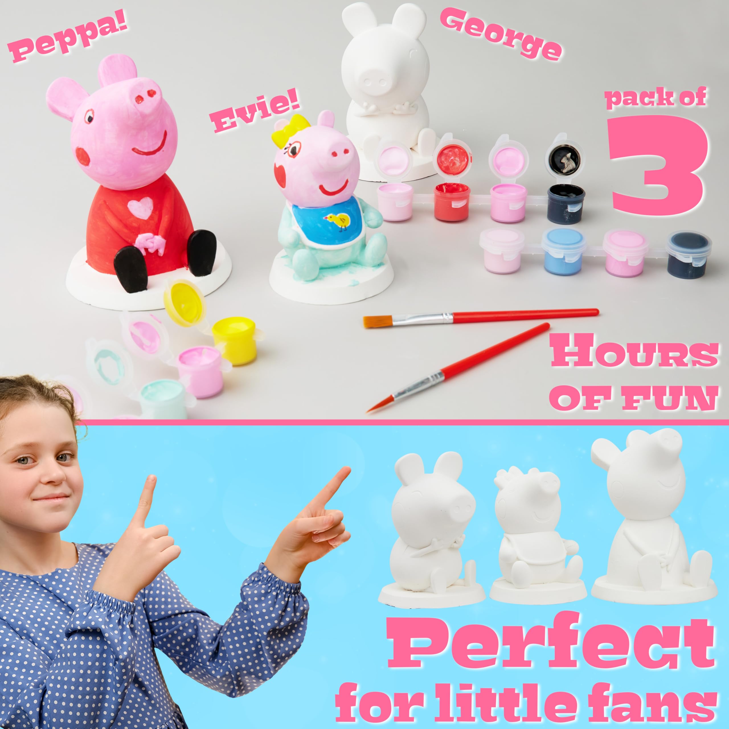 Get Trend Peppa Pig Paint Your Own Figurines Kit – Plaster Painting Set for Kids, DIY Arts & Crafts for Girls