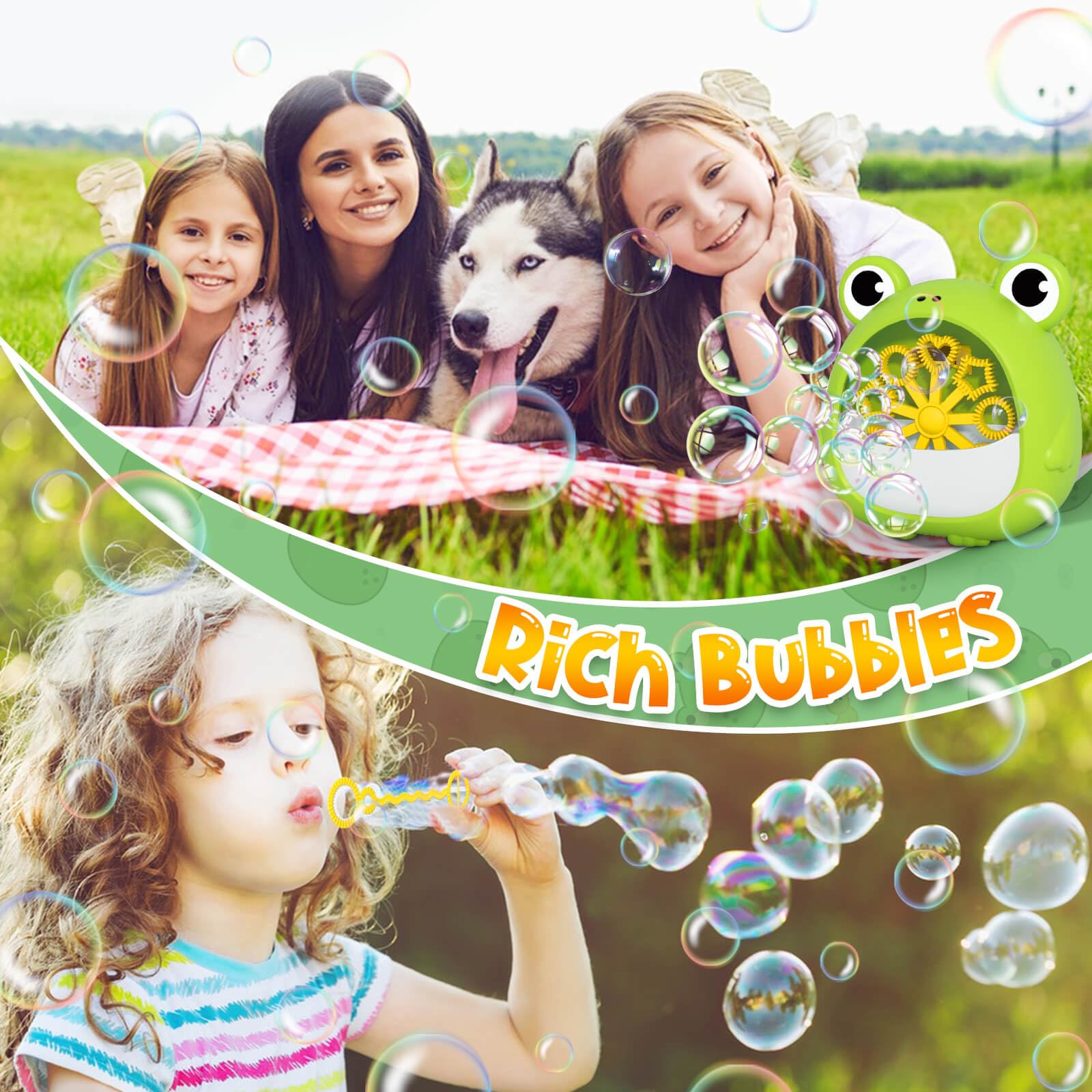 Getatoy Frog Bubble Machine – Outdoor Bubble Blower for Kids Ages 3-8