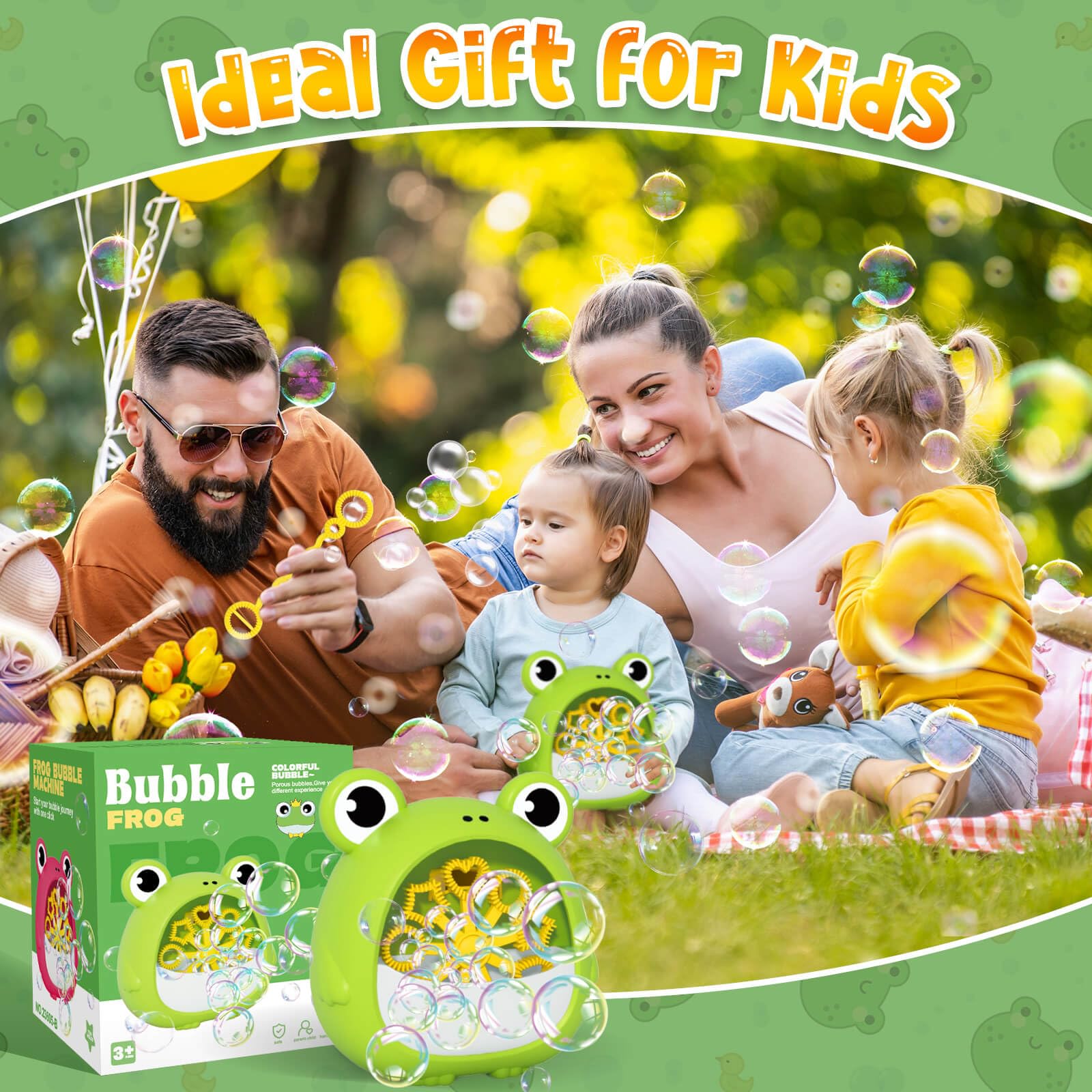 Getatoy Frog Bubble Machine – Outdoor Bubble Blower for Kids Ages 3-8