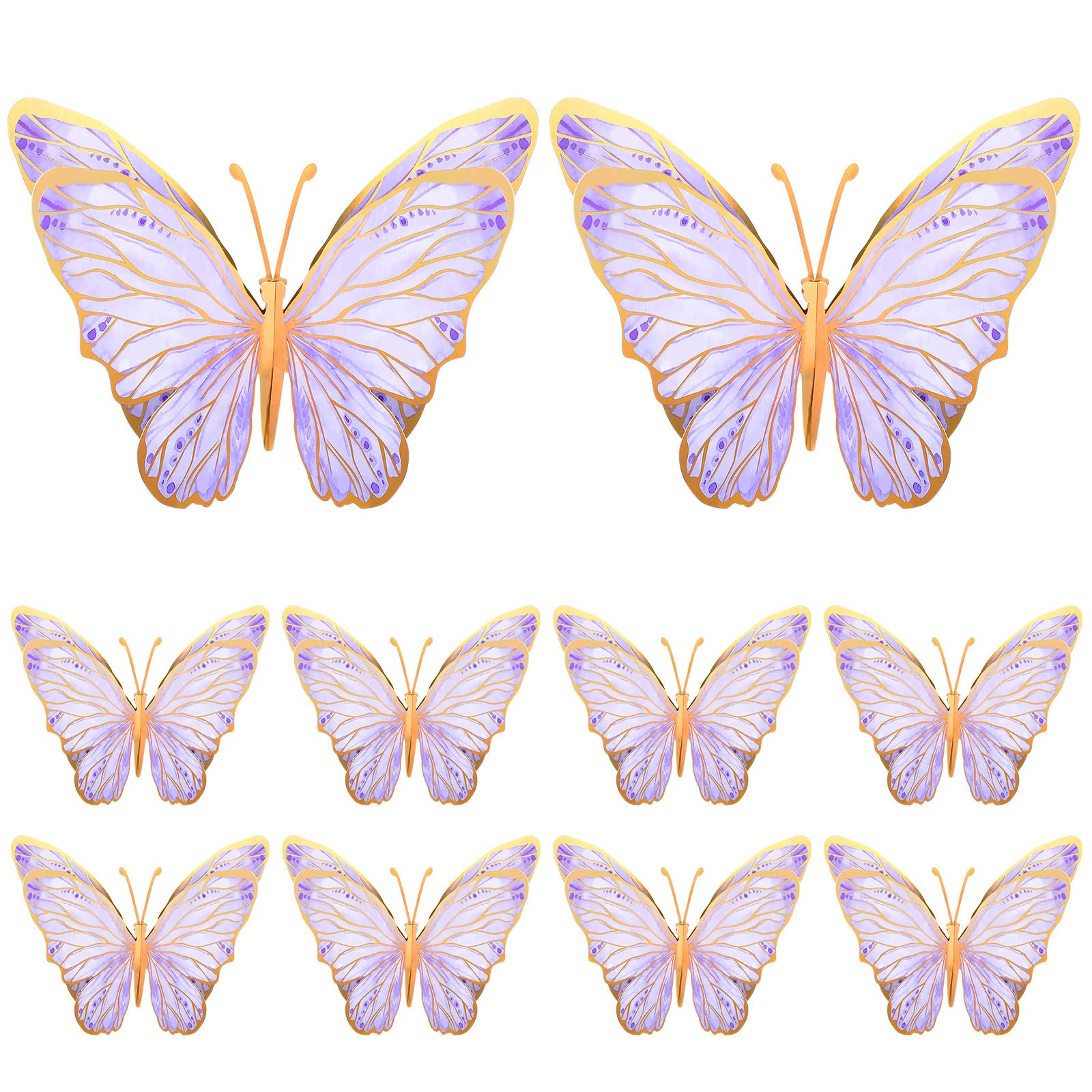 Geyee 10-Pack Purple 3D Butterfly Centerpieces for Tables and Walls