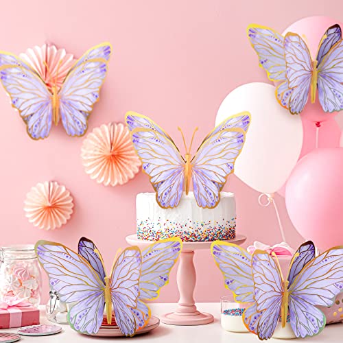 Geyee 10-Pack Purple 3D Butterfly Centerpieces for Tables and Walls