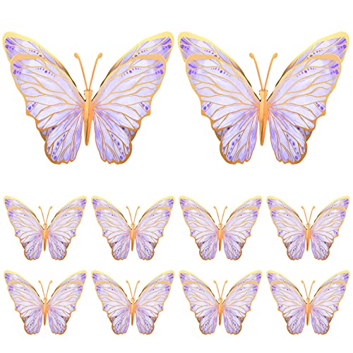 Geyee 10-Pack Purple 3D Butterfly Centerpieces for Tables and Walls