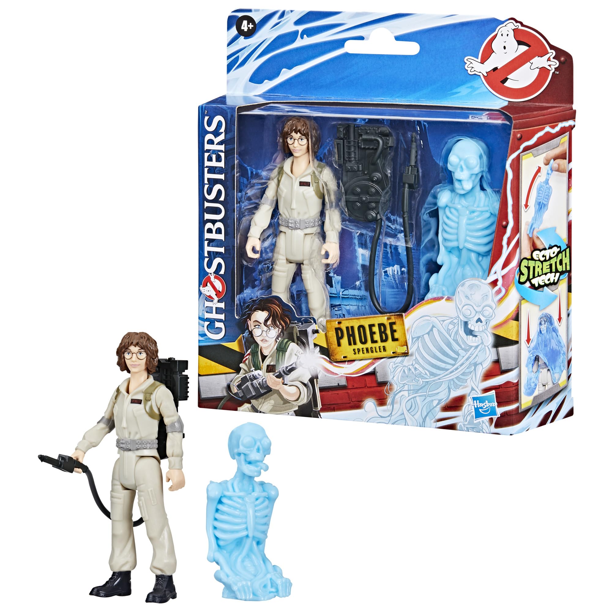 Ghostbusters Fright Features Phoebe Spengler Action Figure with Stretchy Bonesy Ghost and Proton Pack