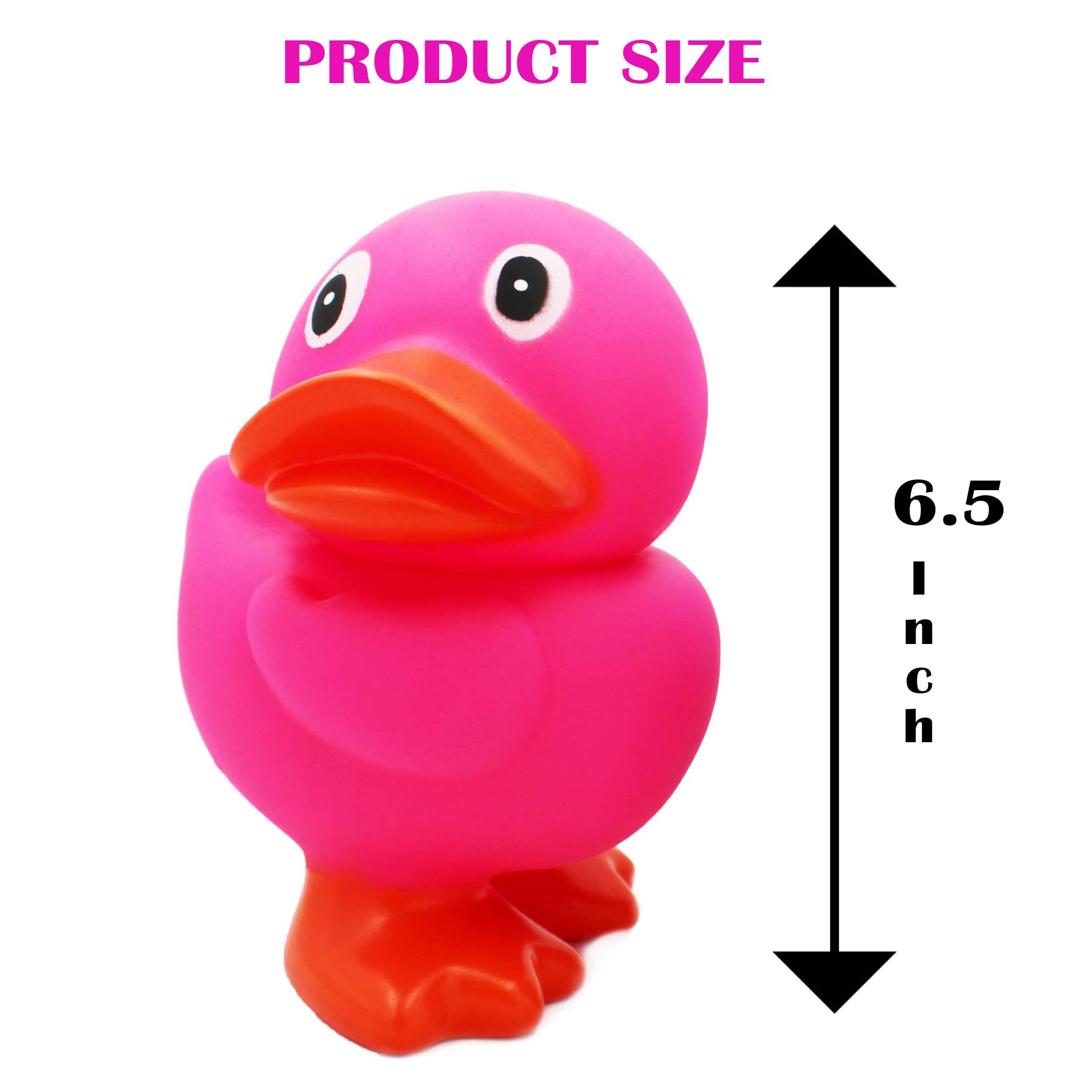 Giant 6.5-Inch Rubber Duckies 2-Pack Assorted Colors with Flippers - Fun Bath Toys and Decor