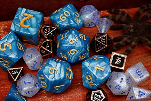 Giant Blue DND Dice Set 25mm Polyhedral with Bag – HD RPG Dice for Dungeons & Dragons, Pathfinder, MTG