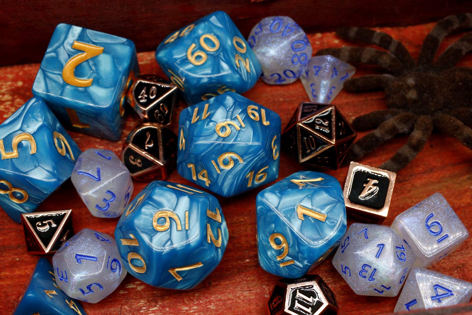 Giant Blue DND Dice Set 25mm Polyhedral with Bag – HD RPG Dice for Dungeons & Dragons, Pathfinder, MTG