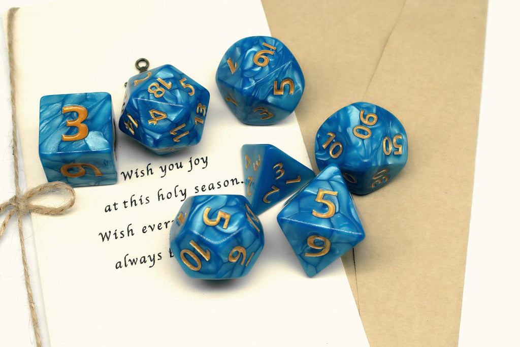 Giant Blue DND Dice Set 25mm Polyhedral with Bag – HD RPG Dice for Dungeons & Dragons, Pathfinder, MTG