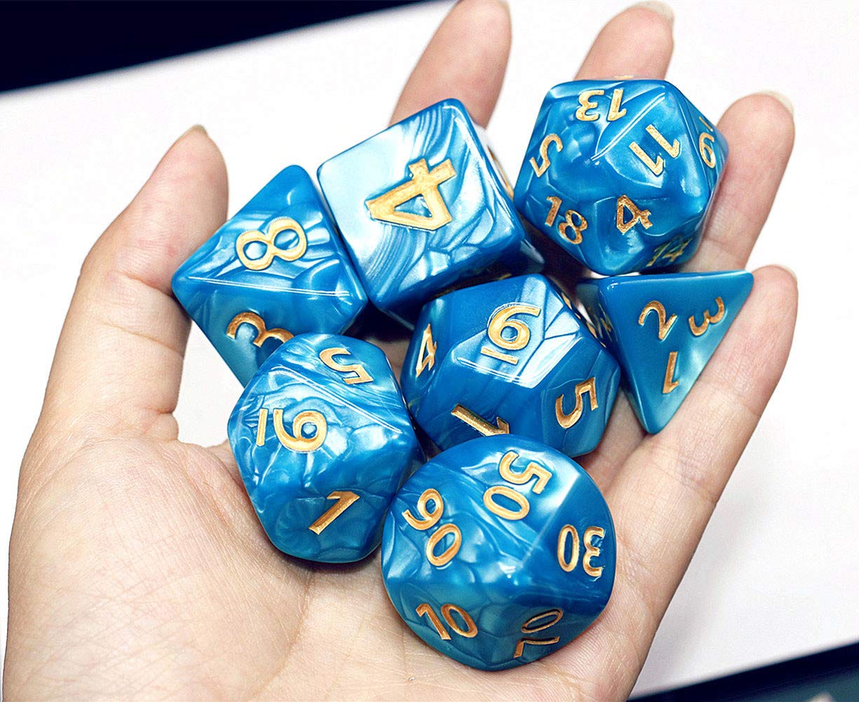 Giant Blue DND Dice Set 25mm Polyhedral with Bag – HD RPG Dice for Dungeons & Dragons, Pathfinder, MTG