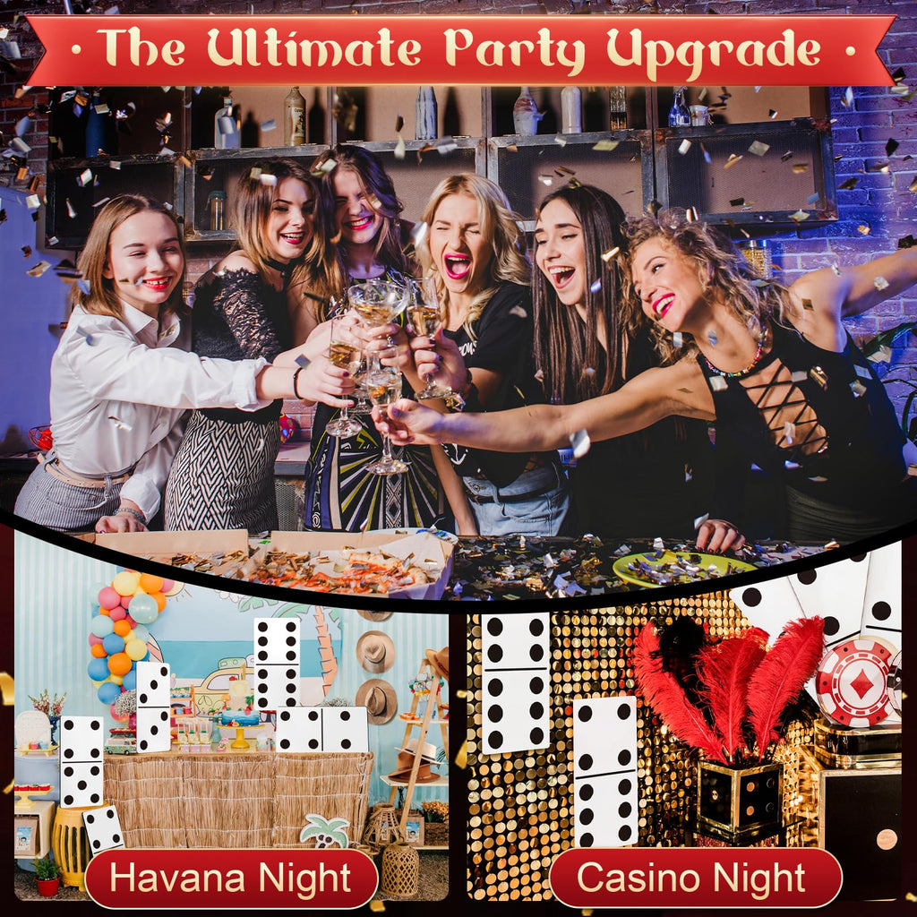 Giant Domino Decor Set 5-Pack – Jumbo 15.7x7.87 Inch Cardboard Stand-Ups for Casino & Game Night Parties by BlitzFill