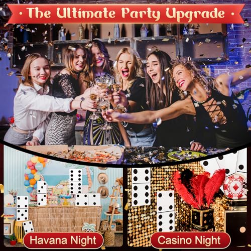 Giant Domino Decor Set 5-Pack – Jumbo 15.7x7.87 Inch Cardboard Stand-Ups for Casino & Game Night Parties by BlitzFill
