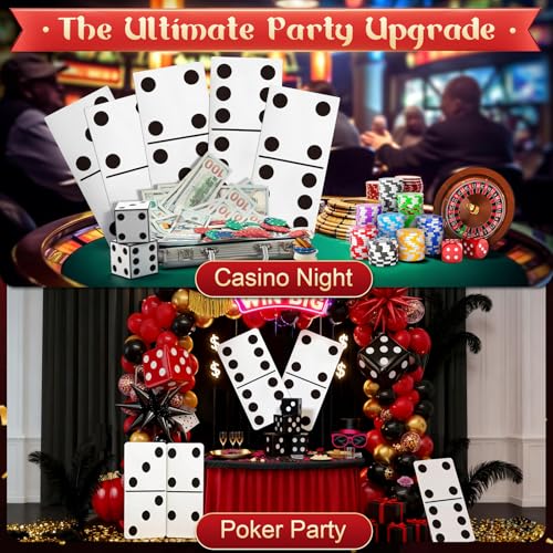Giant Domino Decor Set 5-Pack – Jumbo 15.7x7.87 Inch Cardboard Stand-Ups for Casino & Game Night Parties by BlitzFill