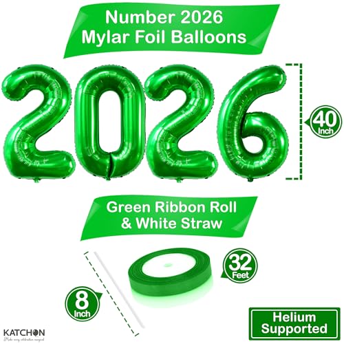 Giant Green 2026 Balloons 42 Inch – KatchOn Foil Number Balloons for Graduation Decorations Class of 2026