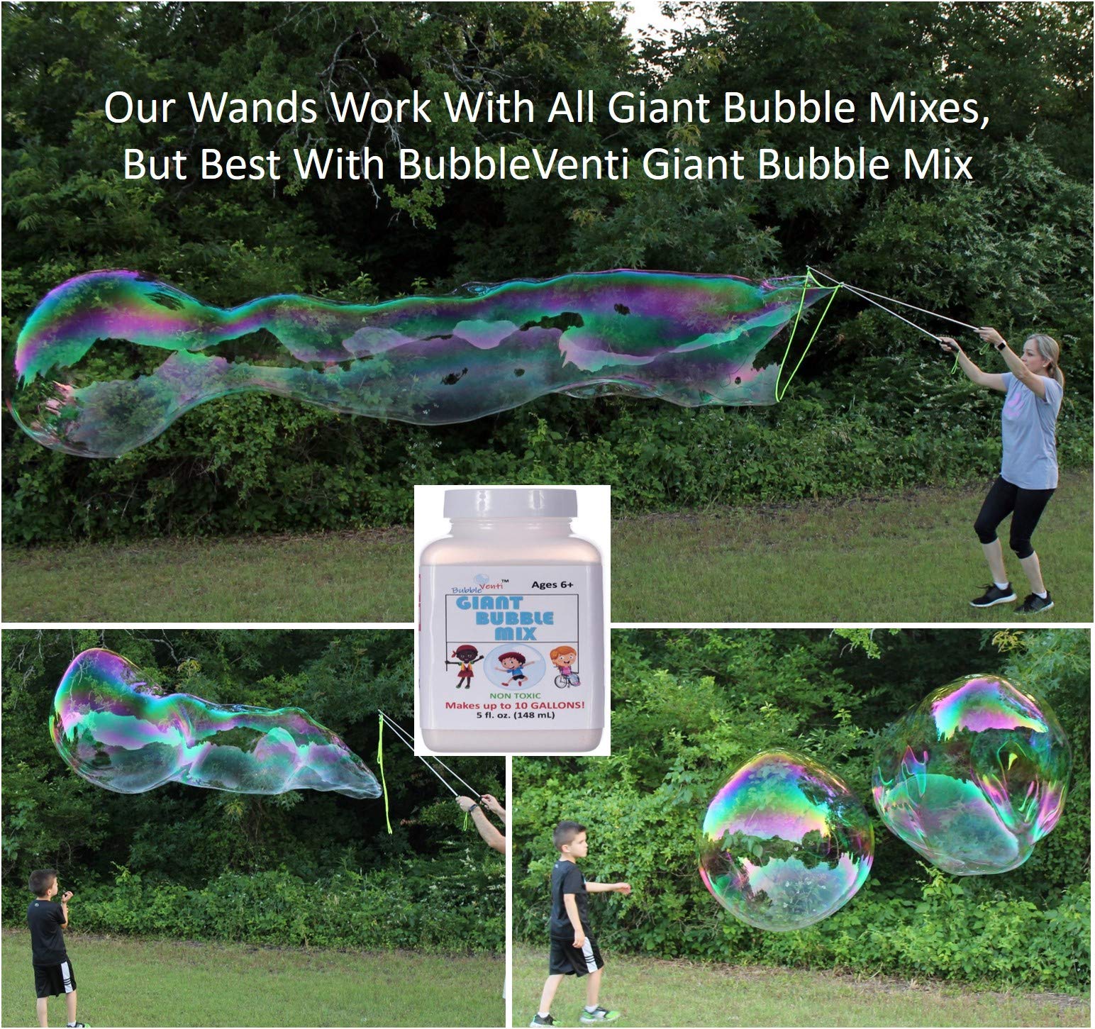 Giant Stainless Steel Bubble Wand for Kids & Adults – Telescopic with 6 Lengths, Sponge Handles, and Storage Bag