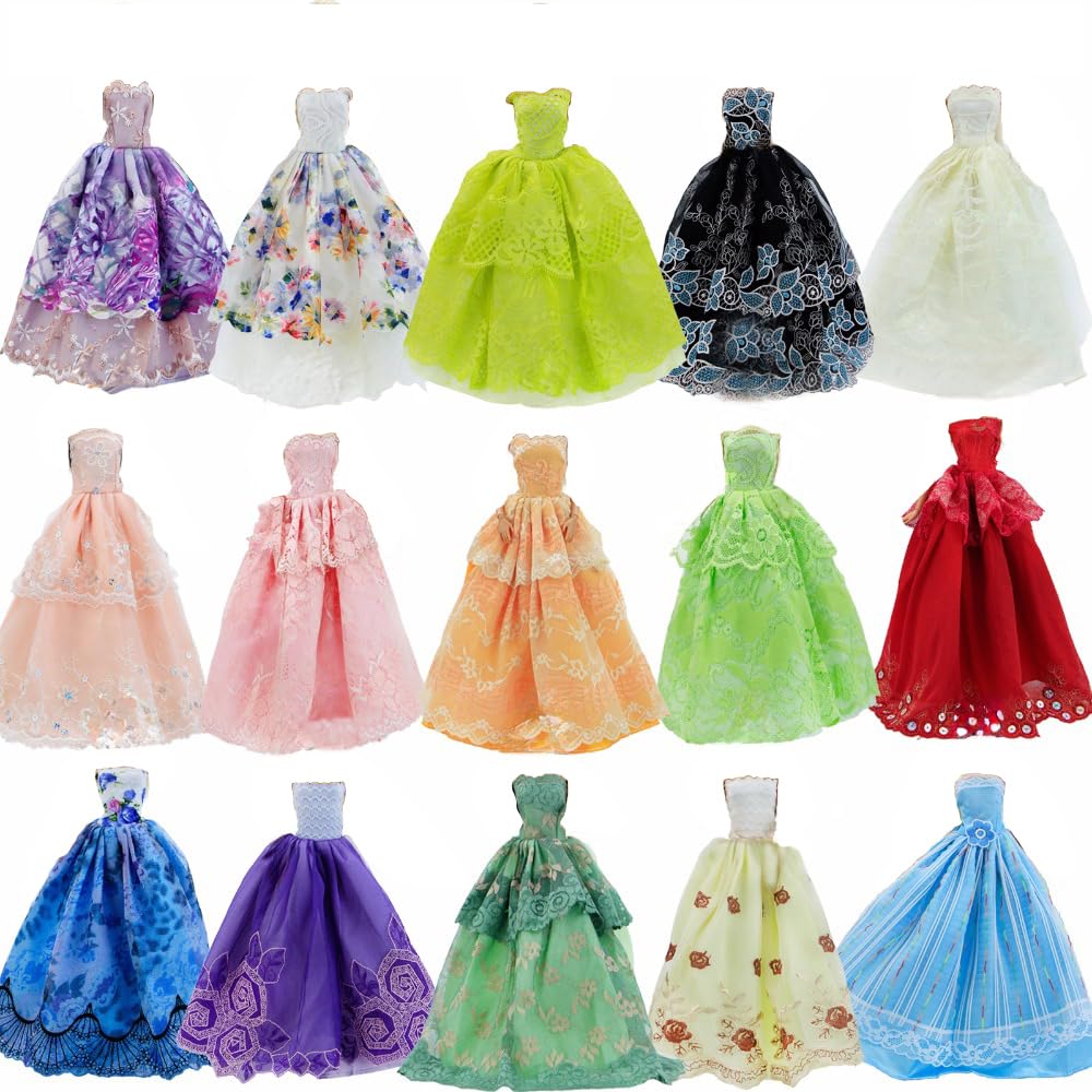 GIETIOS 5-Piece Handmade Doll Dress Set – Wedding & Party Gowns for 11.5-Inch Dolls (Random Styles)