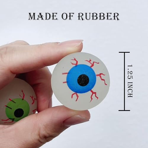 GiftExpress Glow in the Dark Eyeball Bouncy Balls - 24 Pack, 32mm (1.25 inch)