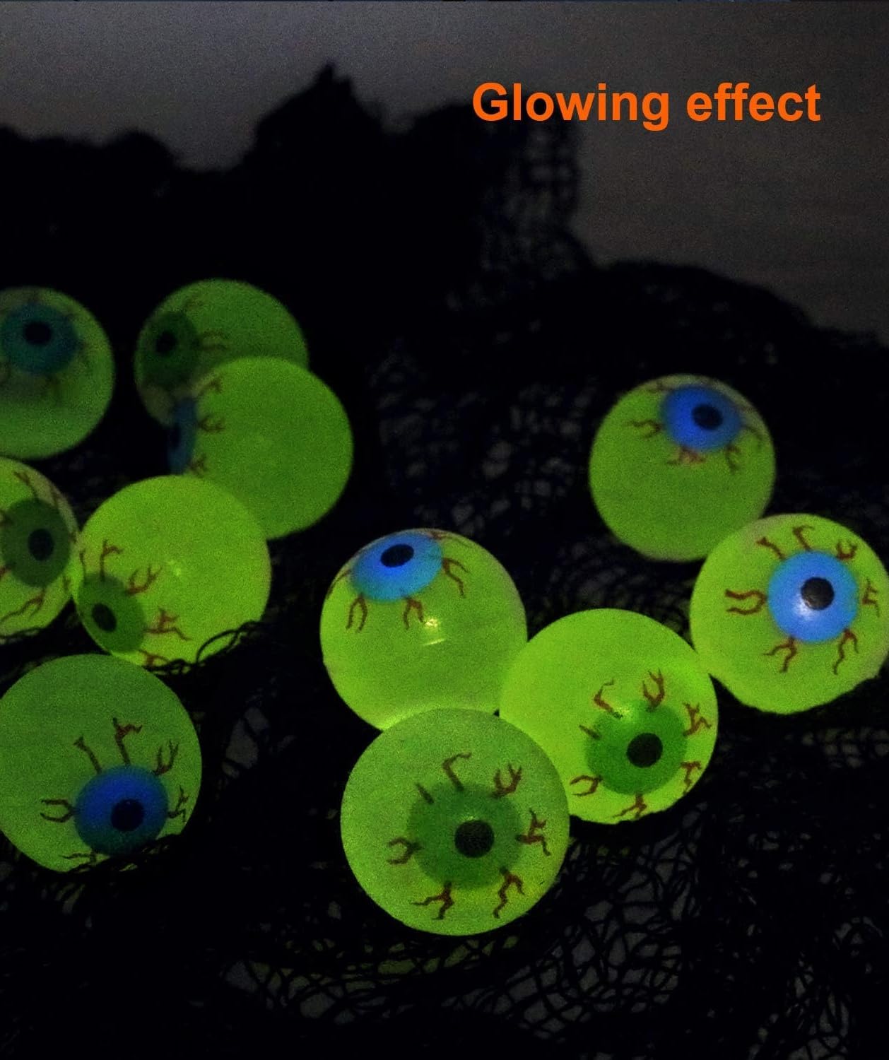 GiftExpress Glow in the Dark Eyeball Bouncy Balls - 24 Pack, 32mm (1.25 inch)