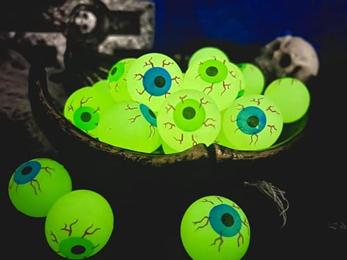 GiftExpress Glow in the Dark Eyeball Bouncy Balls - 24 Pack, 32mm (1.25 inch)