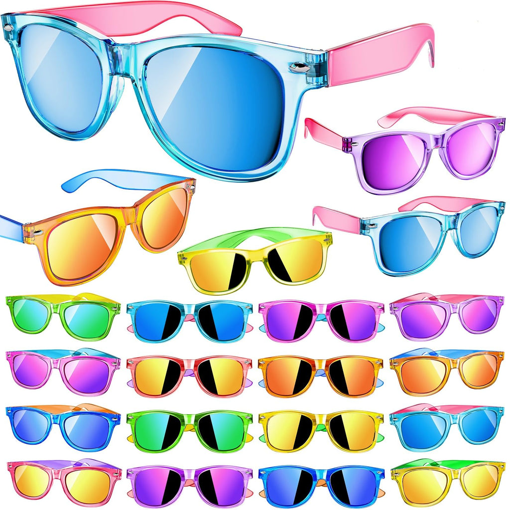 GIFTINBOX 16 Pack Kids Neon Sunglasses Bulk Party Favors - UV 400 Protection for Ages 3-8