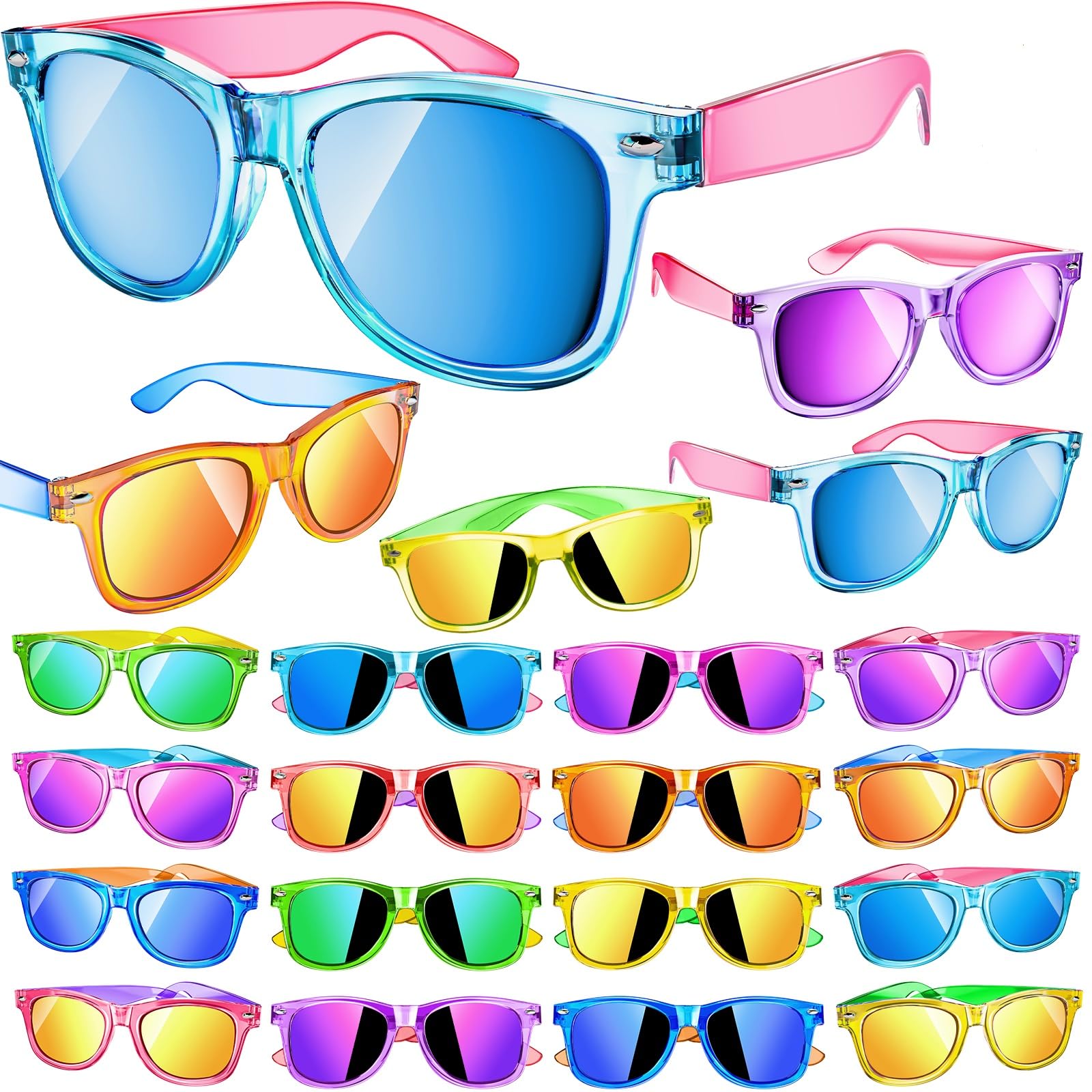 GIFTINBOX 16 Pack Kids Neon Sunglasses Bulk Party Favors - UV 400 Protection for Ages 3-8