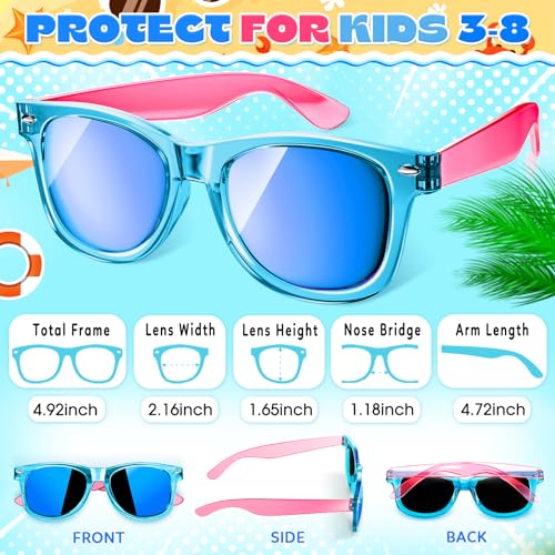 GIFTINBOX 16 Pack Kids Neon Sunglasses Bulk Party Favors - UV 400 Protection for Ages 3-8