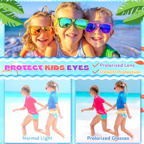 GIFTINBOX 16 Pack Kids Neon Sunglasses Bulk Party Favors - UV 400 Protection for Ages 3-8