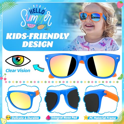 GIFTINBOX 16 Pack Neon Kids Sunglasses Bulk with UV400 Protection for Ages 3-8, Party Favors & Goodie Bag Stuffers